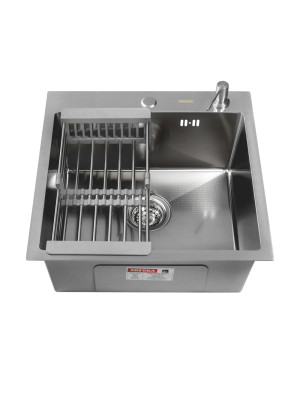 Кухонная мойка Arfeka Eco AR 50x50 (комплект коландер+дозатор) Satin Decor спереди