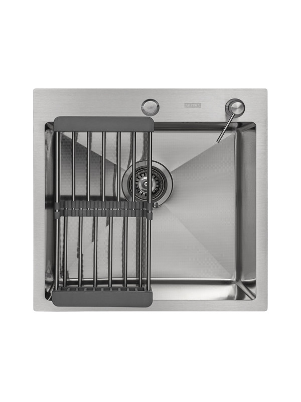 Кухонная мойка Arfeka Eco AR 50x50 (комплект коландер+дозатор) Satin Decor Millet Grains сверху