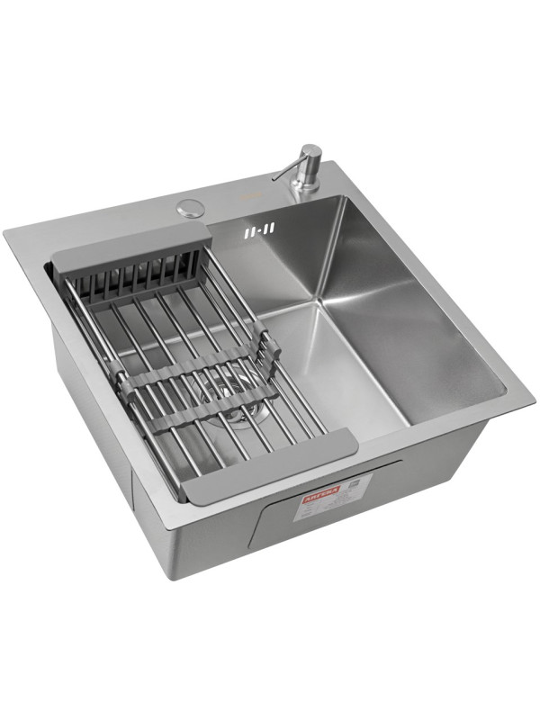 Кухонная мойка Arfeka Eco AR 50x50 (комплект коландер+дозатор) Satin Decor Volcanic Rock