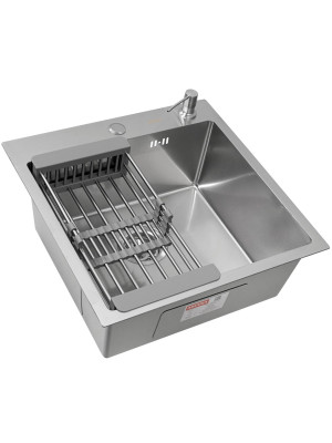 Кухонная мойка Arfeka Eco AR 50x50 (комплект коландер+дозатор) Satin Decor Volcanic Rock