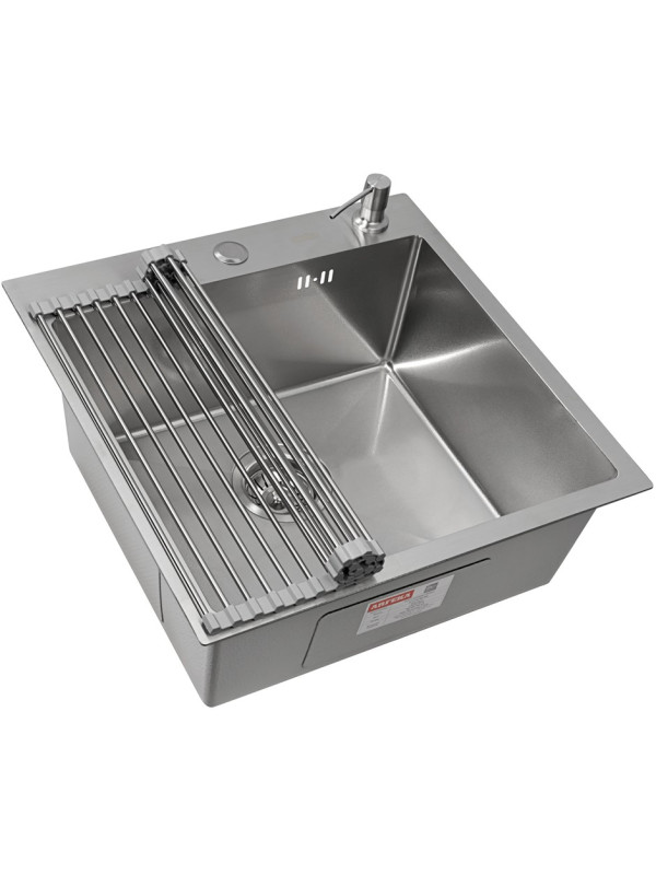 Кухонная мойка Arfeka Eco AR 50x50 (комплект роллер-мат+дозатор) Satin Decor Volcanic Rock