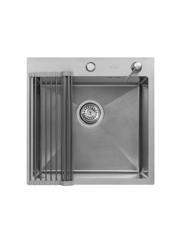 Кухонная мойка Arfeka Eco AR 50x50 (комплект роллер-мат+дозатор) Satin Decor Volcanic Rock сверху