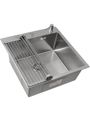 Кухонная мойка Arfeka Eco AR 50x50 (комплект роллер-мат+дозатор) Satin Decor Volcanic Rock