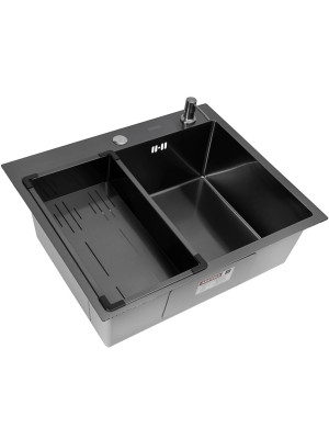 Кухонная мойка Arfeka Eco AR 60x50 (комплект коландер G+дозатор) Black
