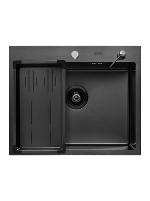 Кухонная мойка Arfeka Eco AR 60x50 (комплект коландер G+дозатор) Black сверху