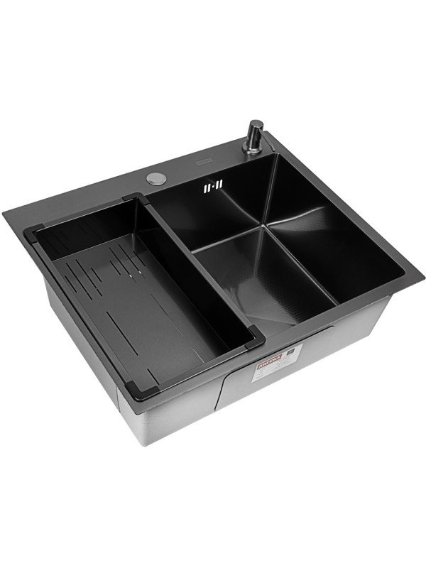 Кухонная мойка Arfeka Eco AR 60x50 (комплект коландер G+дозатор) Black Decor