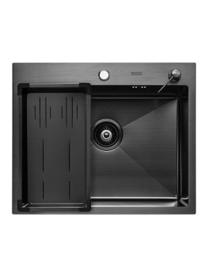 Кухонная мойка Arfeka Eco AR 60x50 (комплект коландер G+дозатор) Black Decor сверху