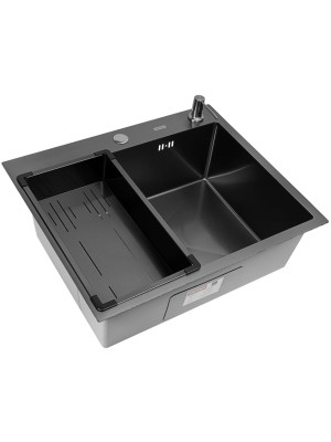 Кухонная мойка Arfeka Eco AR 60x50 (комплект коландер G+дозатор) Black Decor Volcanic