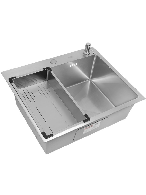 Кухонная мойка Arfeka Eco AR 60x50 (комплект коландер G+дозатор) Satin Decor Volcanic
