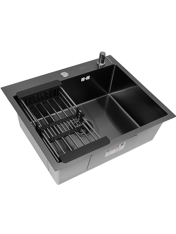 Кухонная мойка Arfeka Eco AR 60x50 (комплект коландер+дозатор) Black