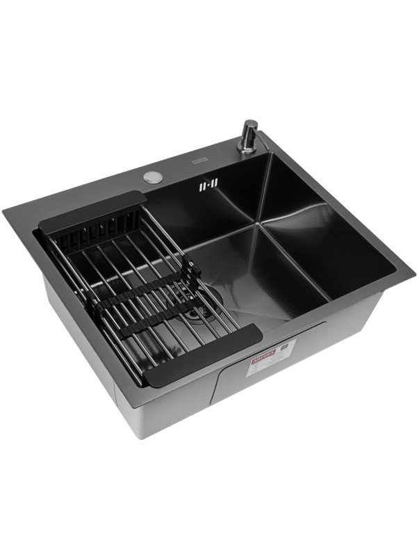 Кухонная мойка Arfeka Eco AR 60x50 (комплект коландер+дозатор) Black Decor