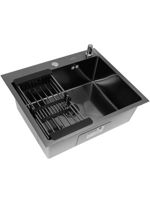 Кухонная мойка Arfeka Eco AR 60x50 (комплект коландер+дозатор) Black Decor Millet Grains