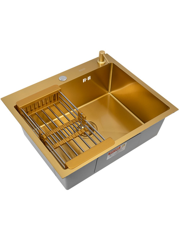 Кухонная мойка Arfeka Eco AR 60x50 (комплект коландер+дозатор) Gold