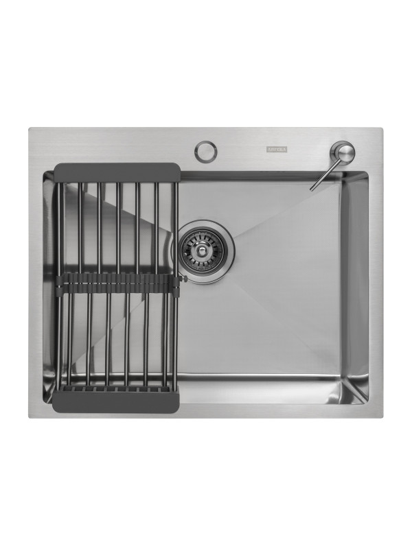 Кухонная мойка Arfeka Eco AR 60x50 (комплект коландер+дозатор) Satin Decor Millet Grains сверху