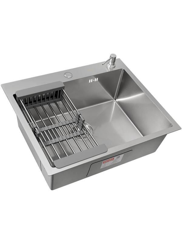 Кухонная мойка Arfeka Eco AR 60x50 (комплект коландер+дозатор) Satin Decor Volcanic Rock