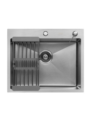 Кухонная мойка Arfeka Eco AR 60x50 (комплект коландер+дозатор) Satin Decor Volcanic Rock сверху