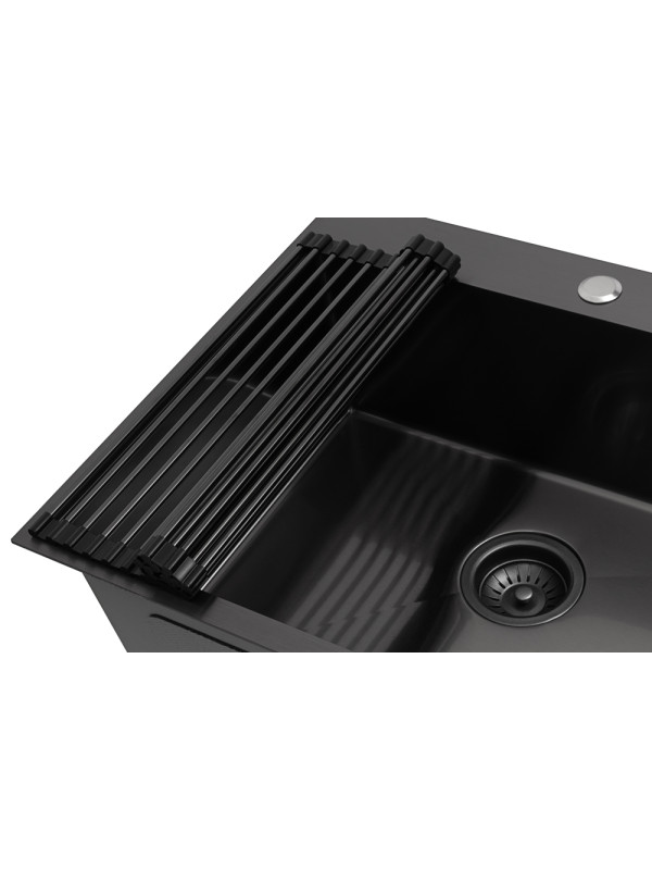 Кухонная мойка Arfeka Eco AR 60x50 (комплект роллер-мат+дозатор) Black роллер-мат