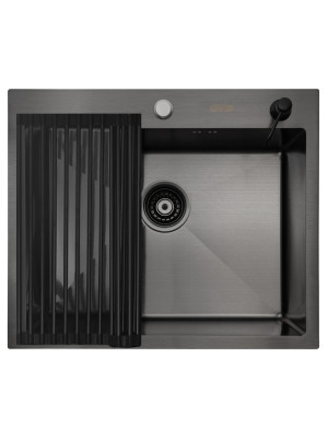 Кухонная мойка Arfeka Eco AR 60x50 (комплект роллер-мат+дозатор) Black сверху