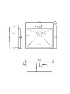Кухонная мойка Arfeka Eco AR 60x50 (комплект роллер-мат+дозатор) Satin схема