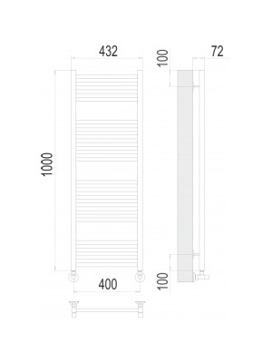 Полотенцесушитель Terminus Аврора П20 400x1000 НП (1/2") схема