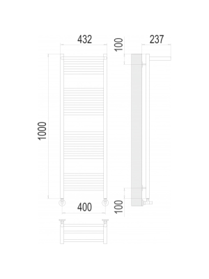 Полотенцесушитель Terminus Аврора П20 400x1000 НП (1/2") с полочкой схема