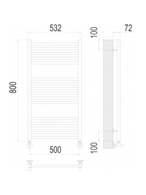 Полотенцесушитель Terminus Аврора П16 500х800 НП (1/2") Сатин схема