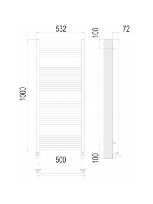 Полотенцесушитель Terminus Аврора П20 500х1000 НП (1/2") Сатин схема