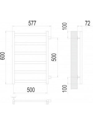 Полотенцесушитель Terminus Аврора П6 500х600 БП (1") Сатин схема