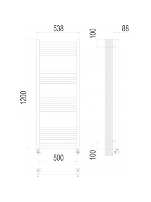 Полотенцесушитель Terminus Альба П18 500х1200 НП (1/2") схема