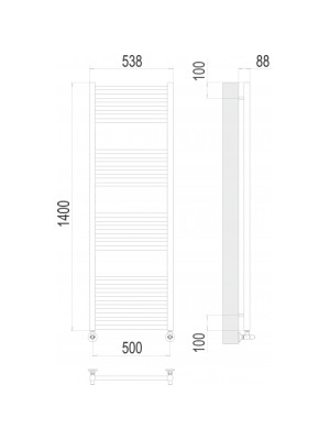 Полотенцесушитель Terminus Альба П22 500х1400 НП (1/2") схема