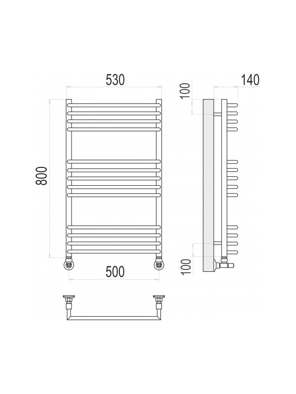 Полотенцесушитель Terminus Арт П13 500х800 НП (1/2") схема