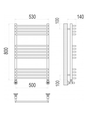 Полотенцесушитель Terminus Арт П13 500х800 НП (1/2") схема