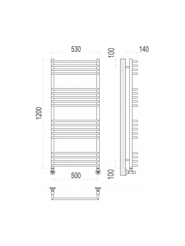 Полотенцесушитель Terminus Арт П18 500х1200 НП (1/2") схема