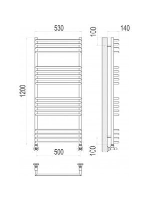 Полотенцесушитель Terminus Арт П18 500х1200 НП (1/2") схема