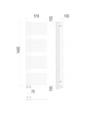 Полотенцесушитель Terminus Астра П28 70х1400 НП (1/2") схема