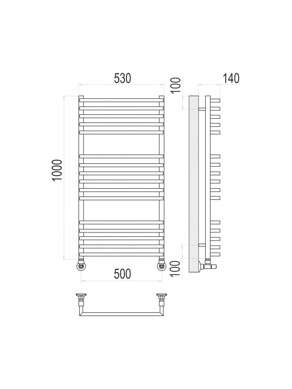 Полотенцесушитель Terminus Берн П16 500х1000 НП (1/2") схема