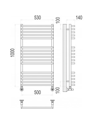 Полотенцесушитель Terminus Берн П16 500х1000 НП (1/2") схема
