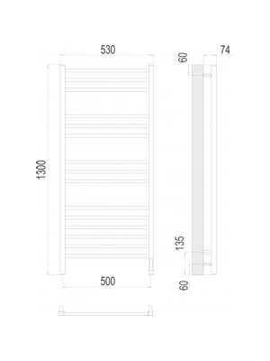Полотенцесушитель Terminus Ватикан Sensor Quick Touch электро П15 500х1300 НП схема