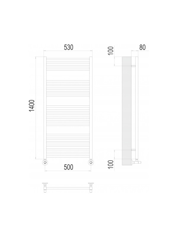 Полотенцесушитель Terminus Ватикан П22 500х1400 НП (1/2") схема