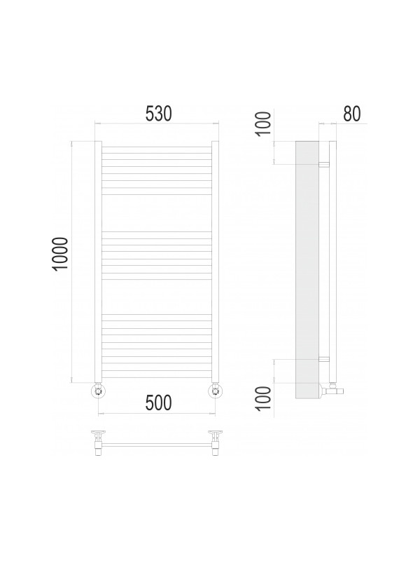 Полотенцесушитель Terminus Грета П13 500х1000 НП (1/2") схема