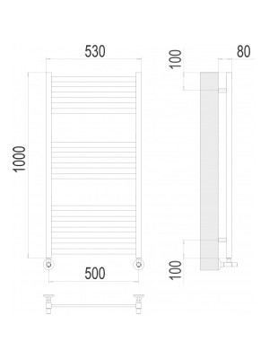Полотенцесушитель Terminus Грета П13 500х1000 НП (1/2") схема
