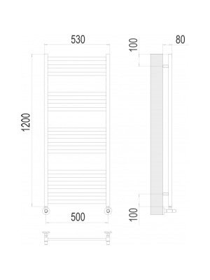 Полотенцесушитель Terminus Грета П15 500х1200 НП (1/2") схема