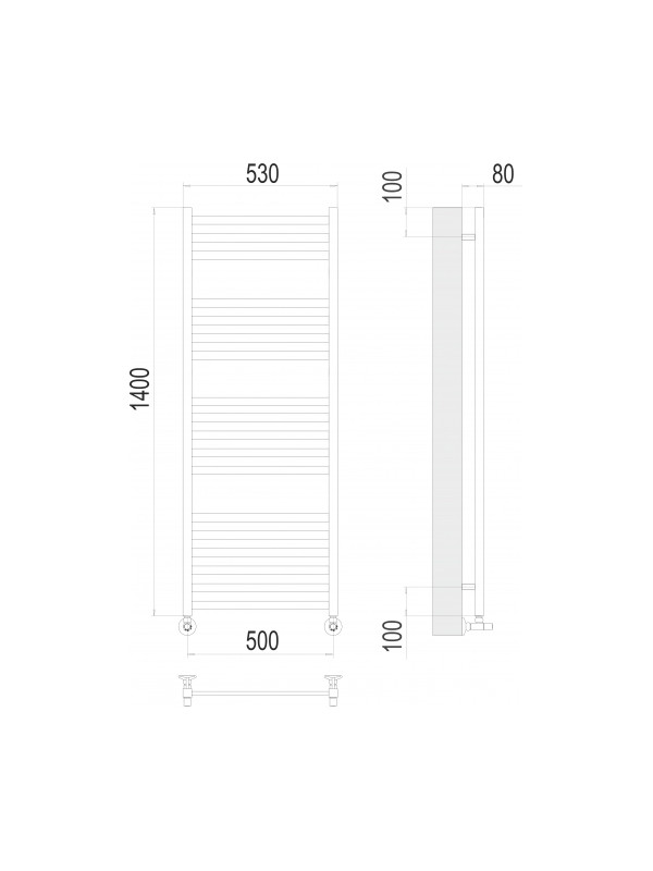 Полотенцесушитель Terminus Грета П18 500х1400 НП (1/2") схема