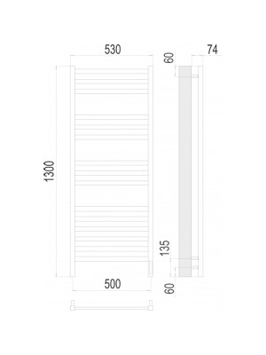 Полотенцесушитель Terminus Енисей Sensor Quick Touch электро П15 500х1300 НП схема
