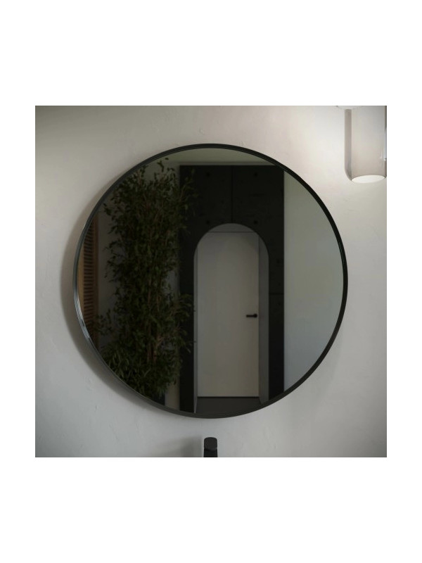 Зеркало Benetto Augusta 100x100 черный в интерьере