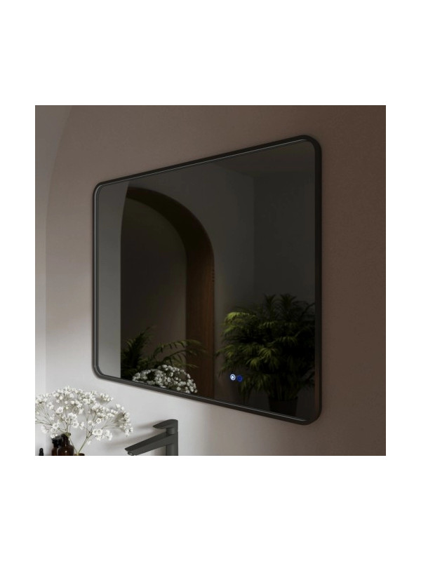 Зеркало Benetto Ellisse 100x80 черный под углом без подсветки