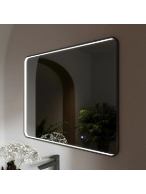 Зеркало Benetto Ellisse 100x80 черный под углом с подсветкой