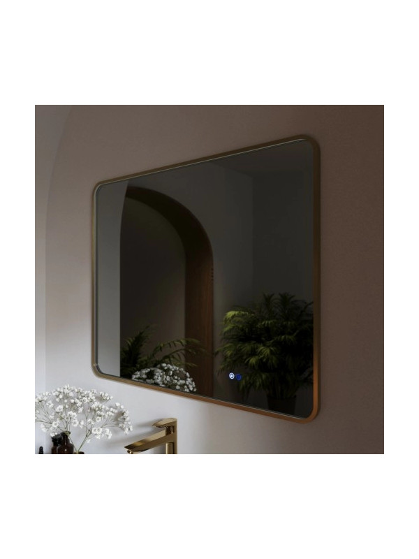 Зеркало Benetto Ellisse 100x80 золотой сбоку без подсветки
