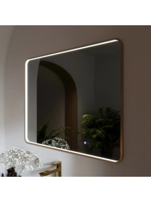 Зеркало Benetto Ellisse 100x80 золотой сбоку с подсветкой