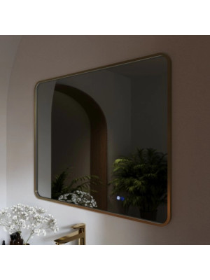 Зеркало Benetto Ellisse 100x80 золотой сбоку без подсветки